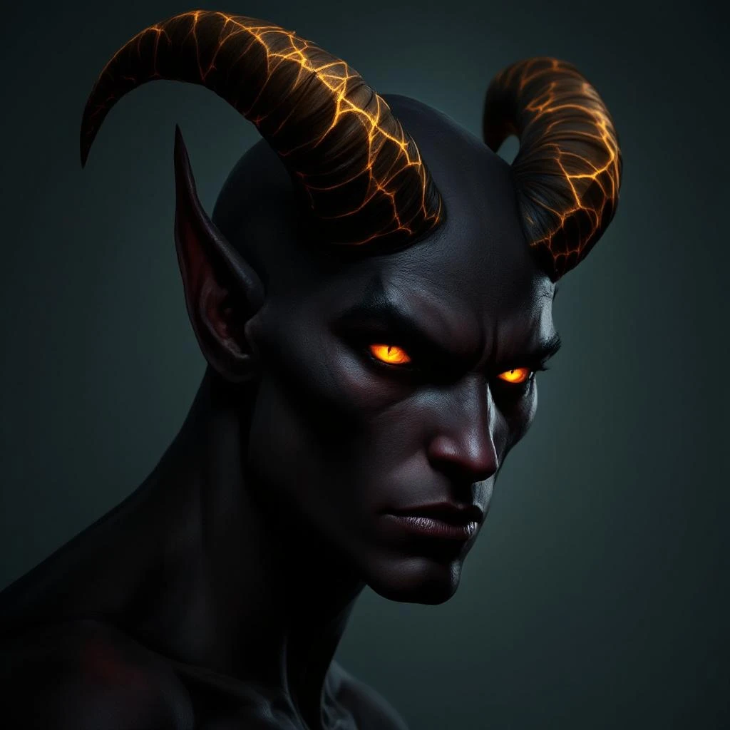 Demon romance character — a tempting demon with dark horns