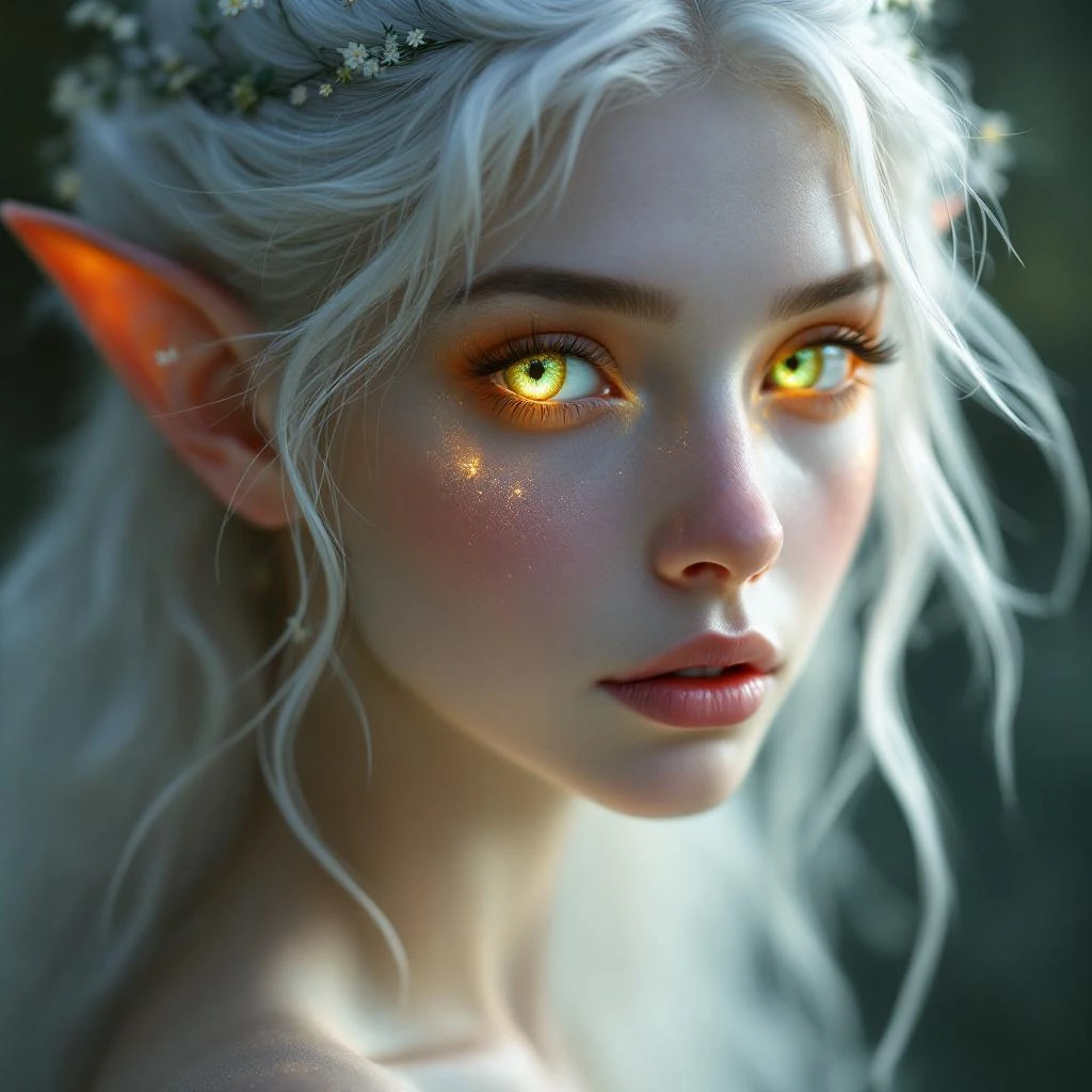 Fae romance character — an ethereal fae warrior in an enchanted forest