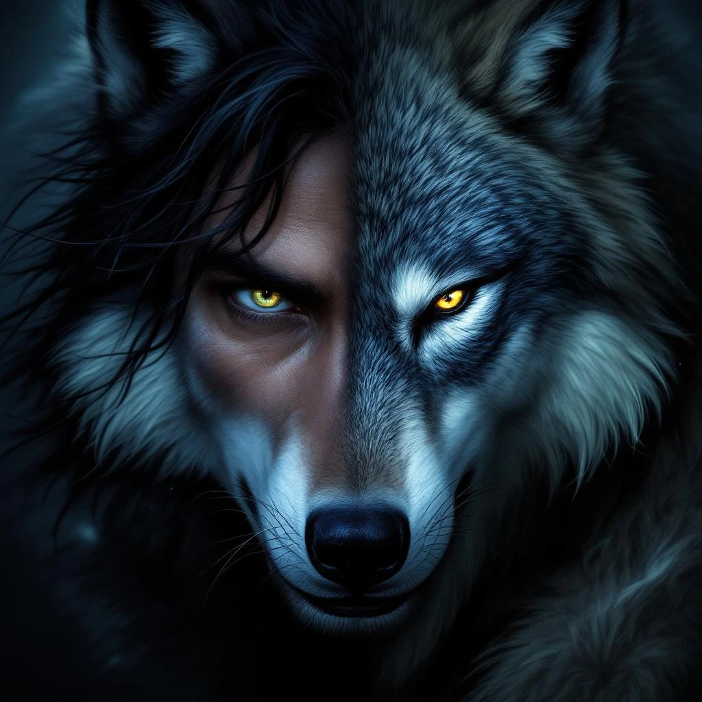 Shifter romance character — a wolf shifter with primal intensity